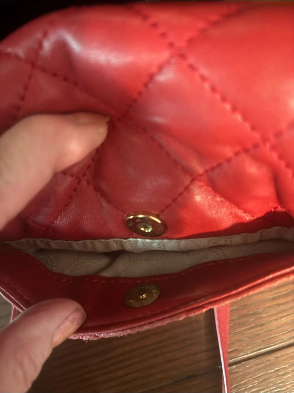 Michael Kors Red Quilted Crossbody with Gold MK Logo